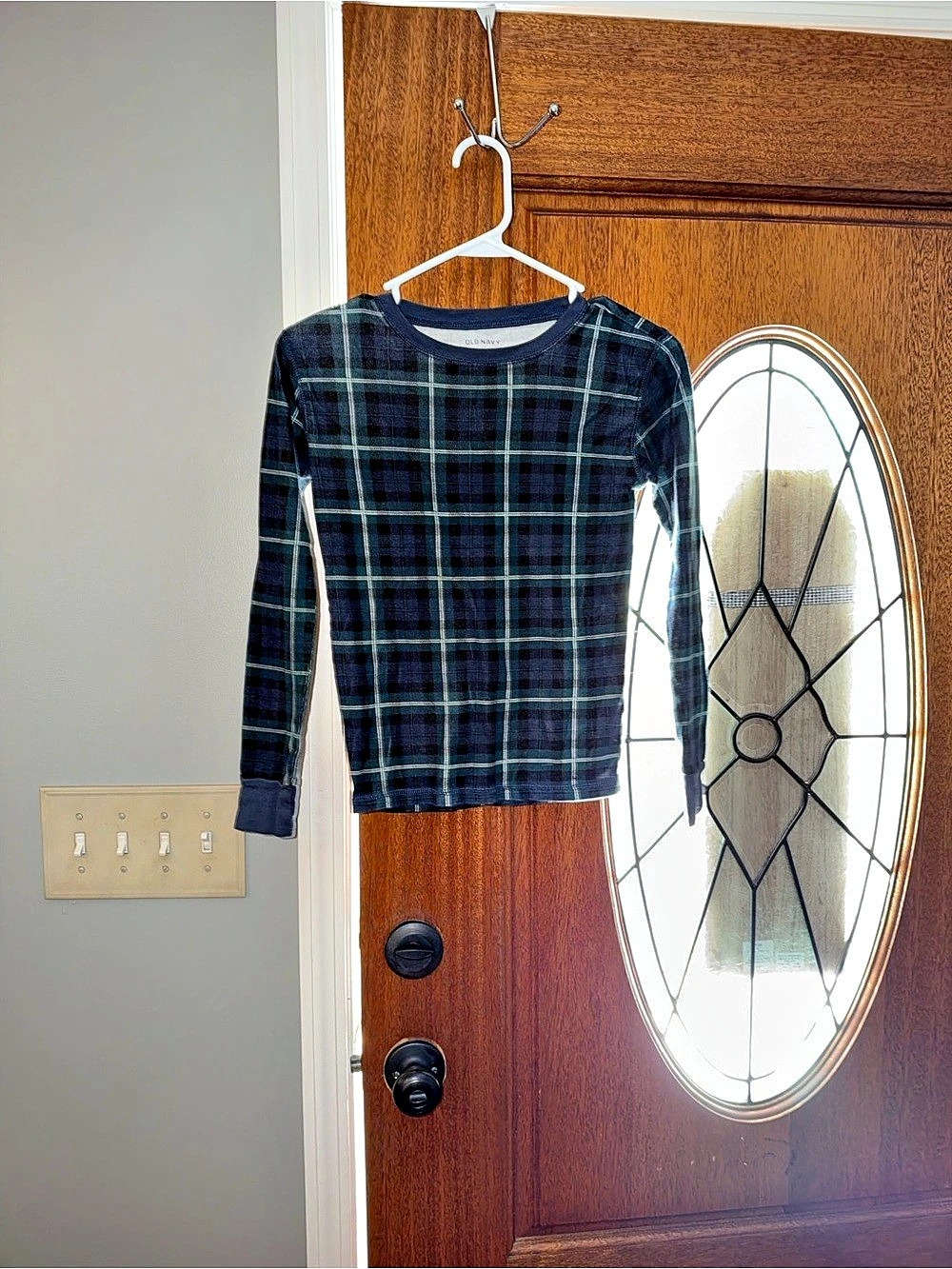 Old Navy Plaid Long Sleeve Top and bottom in Blue & Green Size XL